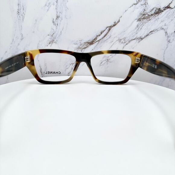 New CHANEL Eyeglasses Brown Gold Chain CC Rectangle 52mm Rx-able - Picture 14 of 16